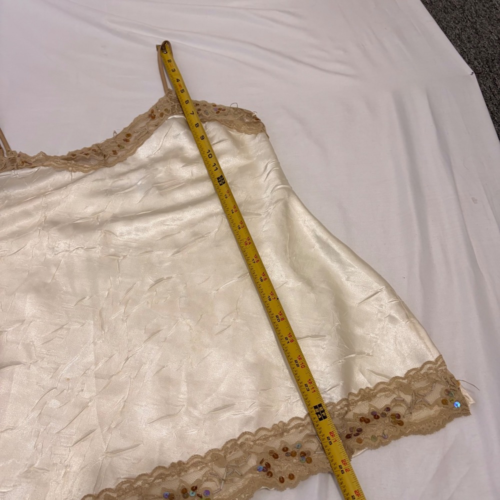 No Boundaries Cream Ivory Satin Crinkle Camisole with gold sequin detailing - Picture 15 of 16